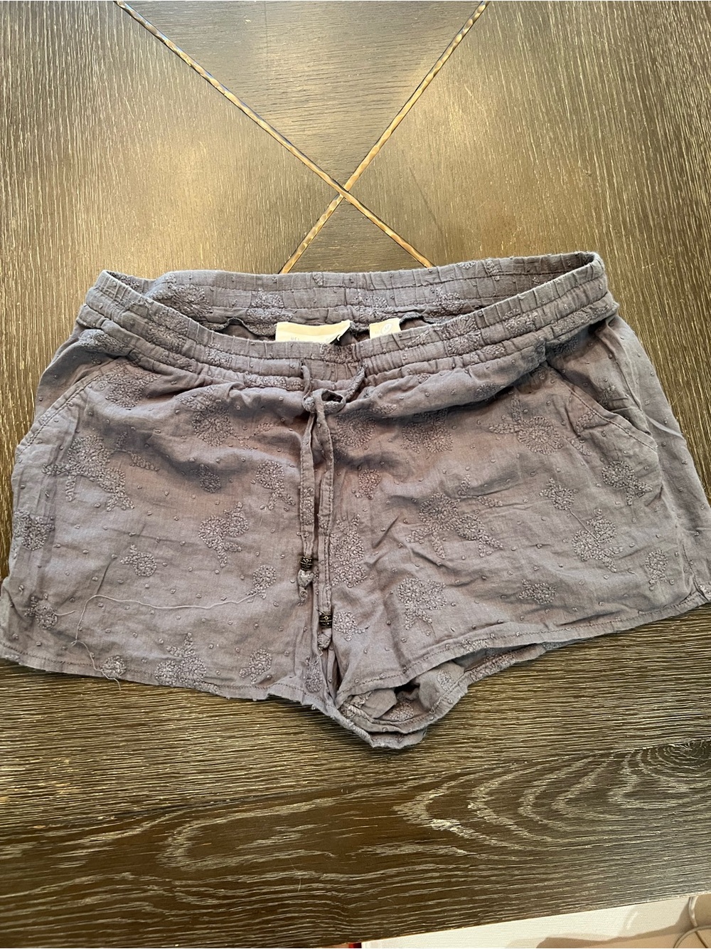 Anthropologie Women’s Casual Embroidered Drawstring Shorts - Gray